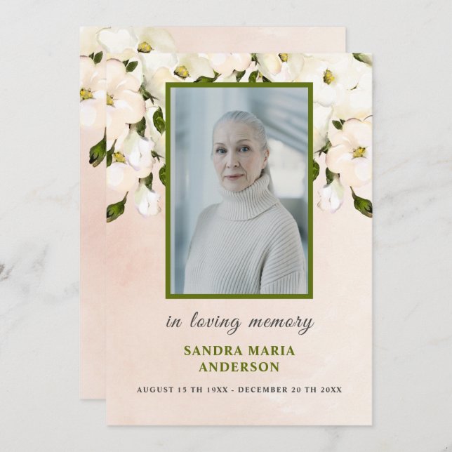 Foto de Rosas Brancas Cartão de Oração do Memorial (Frente/Verso)