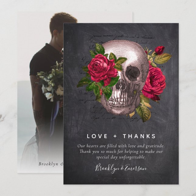 Foto de Rosas de crânio gótico | Cartões de agrade (Frente/Verso)