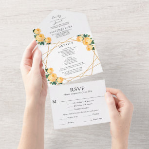Foto de RSVP de Casamento Floral Laranja Geo Brilh