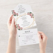 Foto de RSVP de Casamento Floral Rosa Glitter Dour