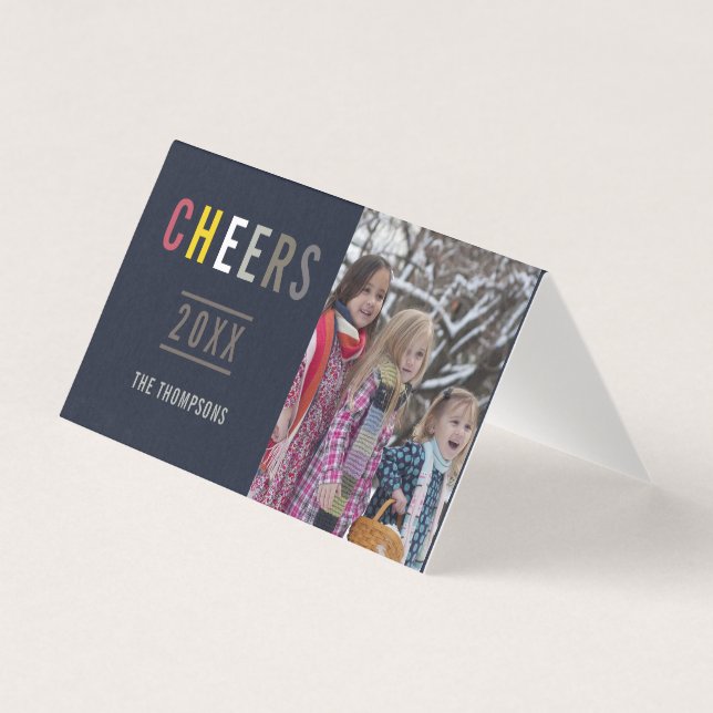 Foto de saudação da família Trendy Happy Holidays (Frente)