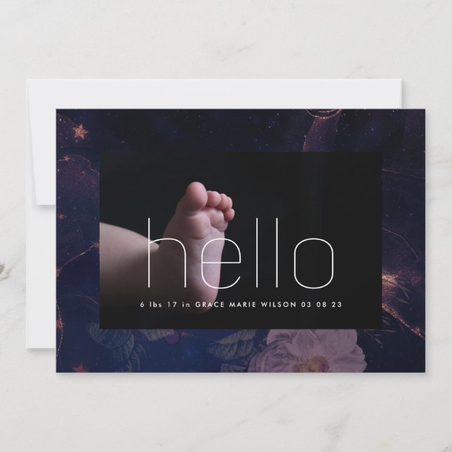 foto de saudação moderna púrpura púrpura, nascimen (Frente)