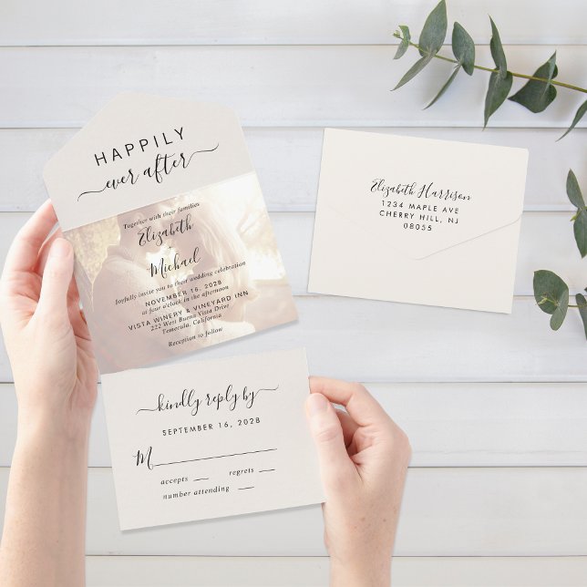 Foto de Script Chic 0verlay Cream Wedding (Criador carregado)