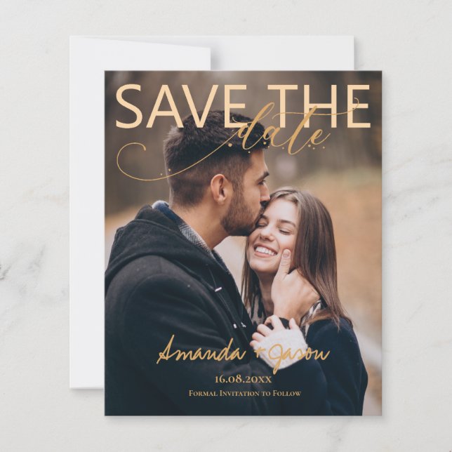 Foto De Script Elegante Moderno Casamento Salve A  (Frente)