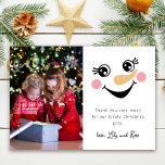Foto de Snowman Crianças Cartões de agradecimentos<br><div class="desc">Um cartões de agradecimentos de Natal moderno</div>