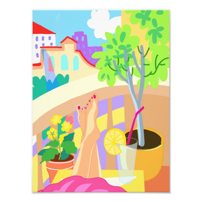 foto de verão, pés femininos com pedicura (Frente)