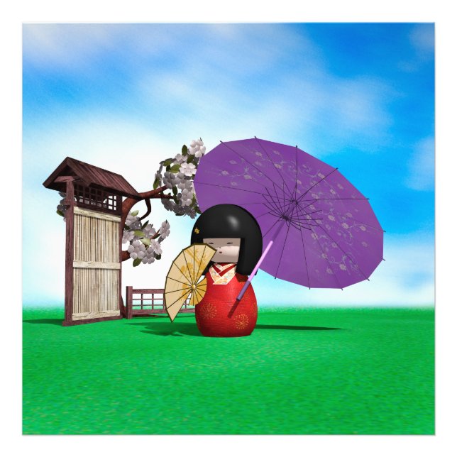 Foto Decoração de Berçário com Boneca Kokeshi Japonesa (Frente)