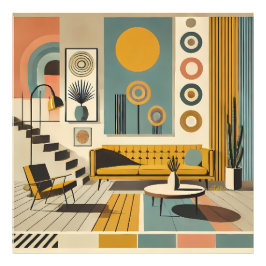 Foto Decoração de Interiores de Meados do Século Sala d