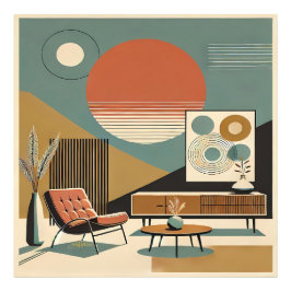 Foto Decoração de Interiores de Meados do Século Sala d