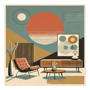 Foto Decoração de Interiores de Meados do Século Sala d