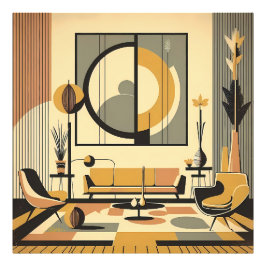 Foto Decoração de Interiores de Meados do Século Tons d
