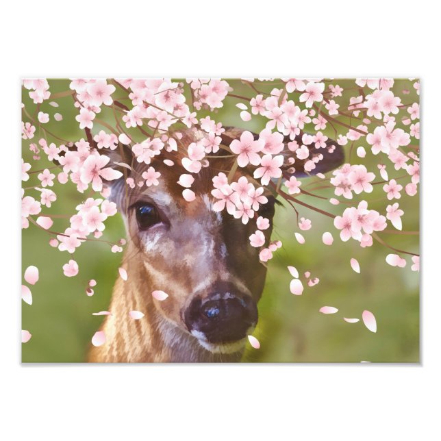 Foto Deer Sob Árvore De Cereja (Frente)