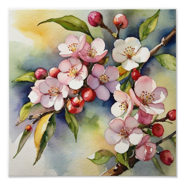 Foto Delicar Flores De Cereja Rosa Pecuária Pintura De  (Frente)