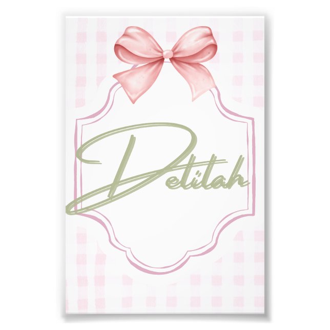 Foto Delilah Baby Nursery Gingham Personalizado (Frente)