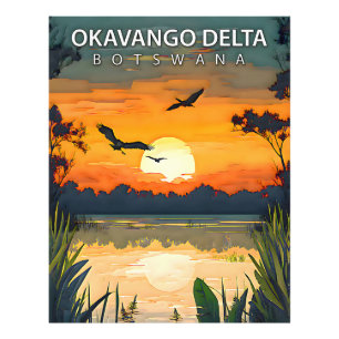 Foto Delta do Okavango – Cartaz de Viagem Retro do Bots