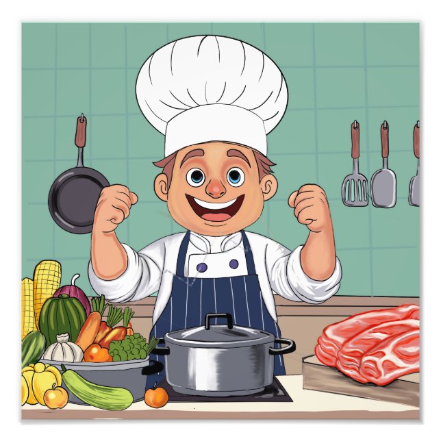 Foto Desenho à mão de chef cartoon procreate (Frente)