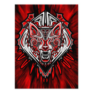 Foto Desenho de Totem Tribal Haida de Lobo