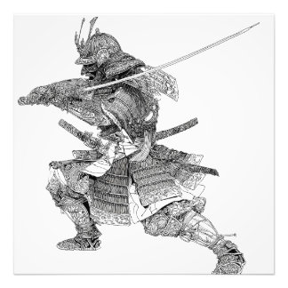 Foto Desenho Dinâmico do Guerreiro Branco Samurai Negro
