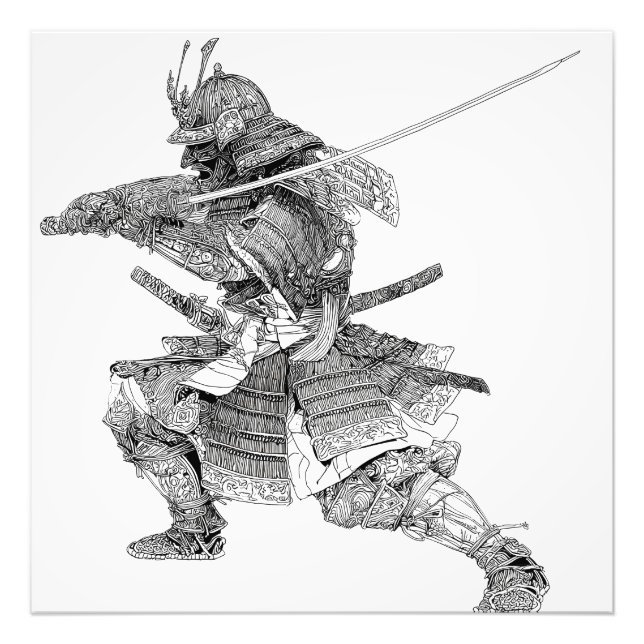 Foto Desenho Dinâmico do Guerreiro Branco Samurai Negro (Frente)