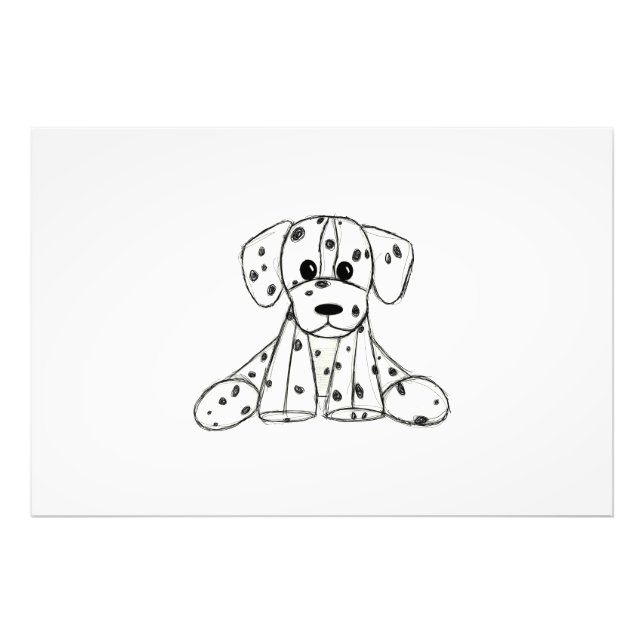 Foto Desenho simples de um cão dalmata de pelúcia em pr (Frente)