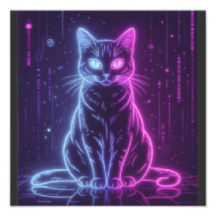 Foto **Design de Gato Neon – Arte Felina Futurista Lumi