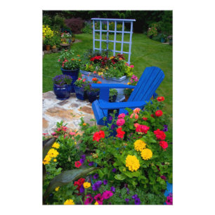 Foto design de jardim de contêiner com cadeira azul em
