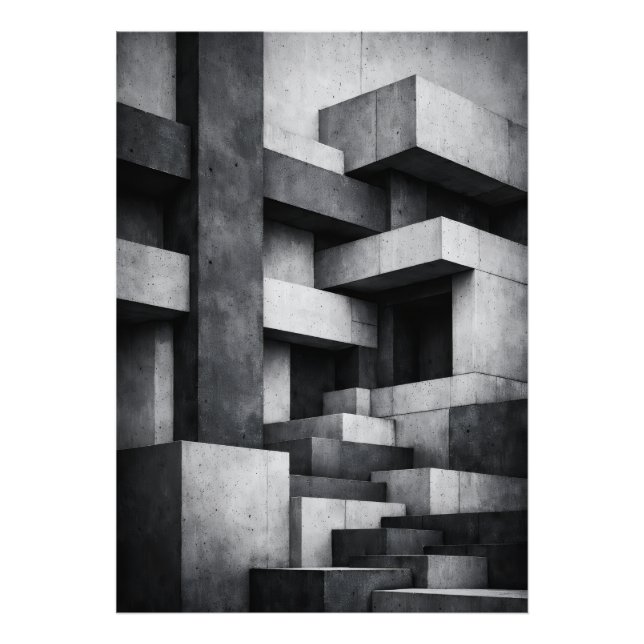 Foto Design de Penthouse Brutalista Interior Monocromát (Frente)