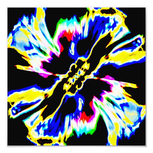 Foto Design preto, vermelho, amarelo, azul de flor (Frente)