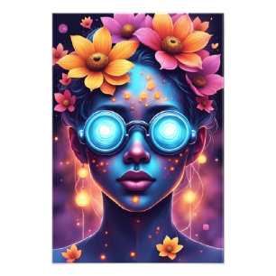 Foto Deusa Neon Flower - Retrato Fantástico Futuro