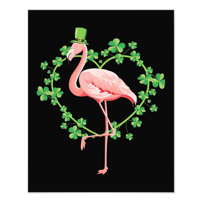 Foto Dia de São Patrício Flamingo Shamrock Heart (Frente)