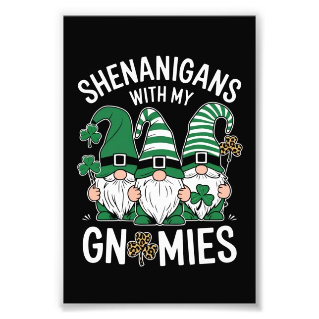 Foto Dia de São Patrício Lucky Shamrock Leopard Gnomos (Frente)