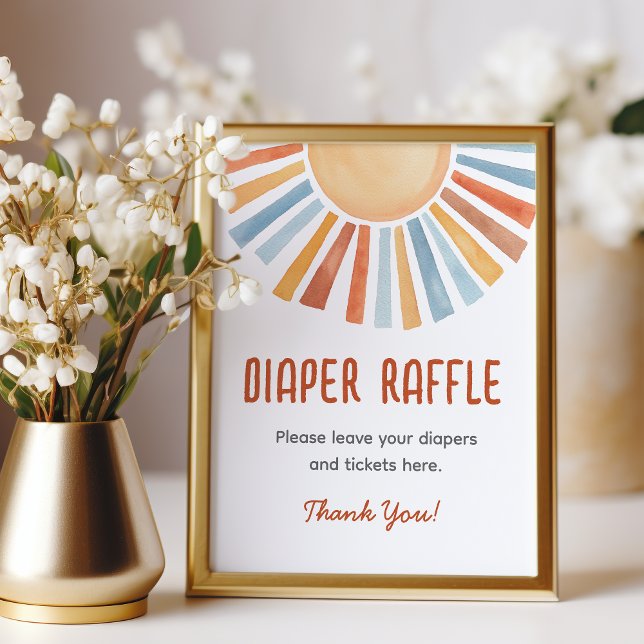Foto Diaper Raffle Sunshine Neutral Baby Shower Sign (Criador carregado)