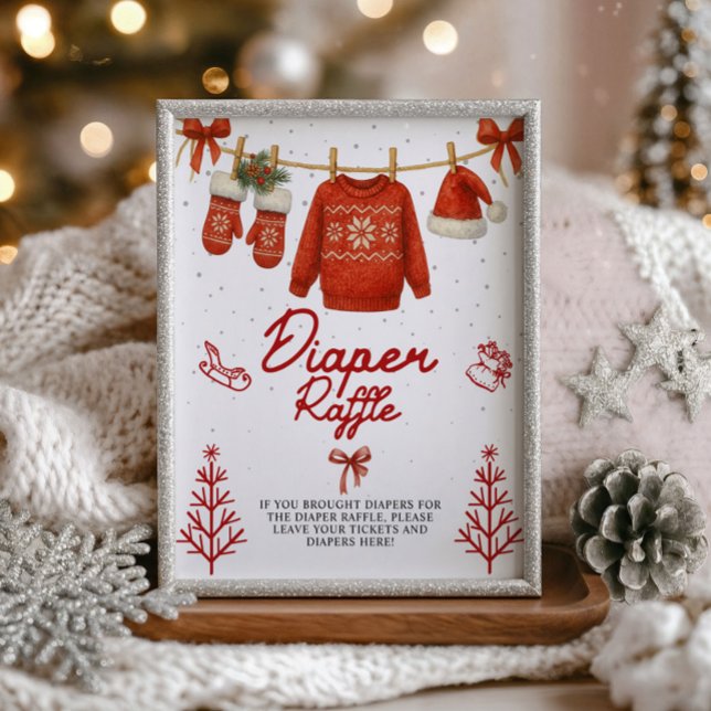 Foto Diaper raffle Winter Santa Sign (Criador carregado)