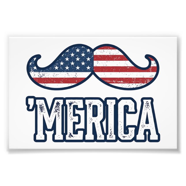 Foto Distressed America Mustache Patriotic Vector Desig (Frente)