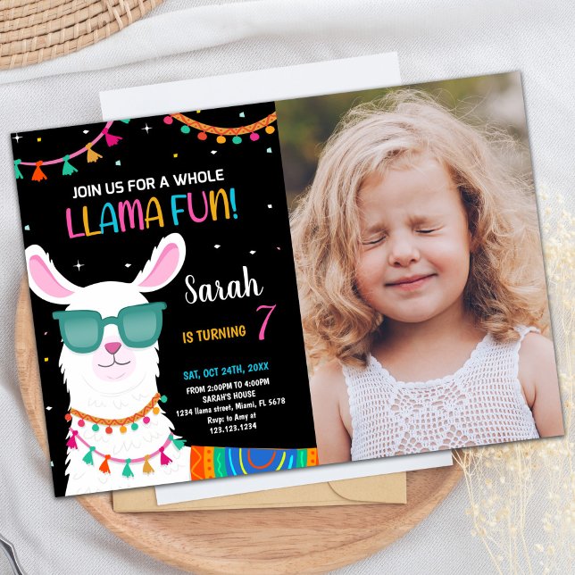 Foto: Diversão Llama Convites de aniversário (Photo Llama Fun Llama Birthday Invitations)