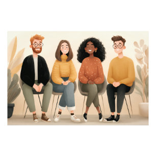 Foto Diversos Amigos Sentados Juntos Ilustração Aconche