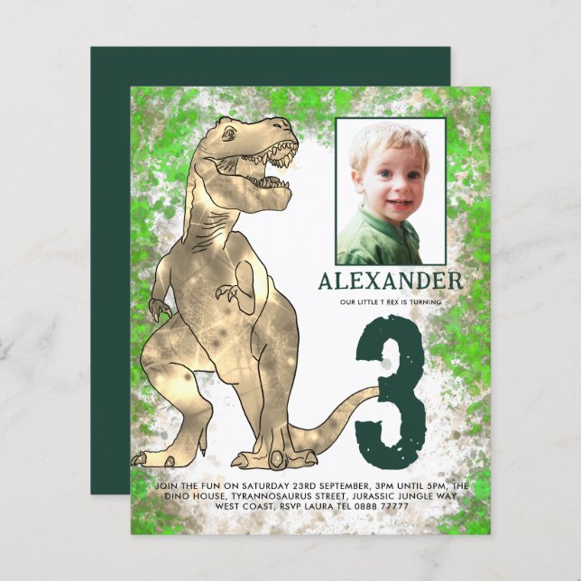 Foto do aniversário de 3 anos do Dinossaur Jungle (Frente/Verso)