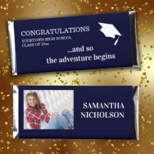 Foto do Ano Escolar de Nome da Graduação Azul do m