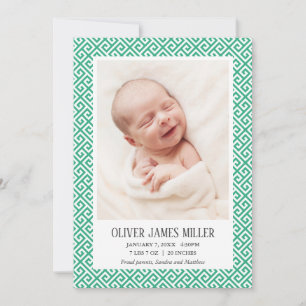 Foto do Anúncio de Nascimento do Bebê Chave Grega