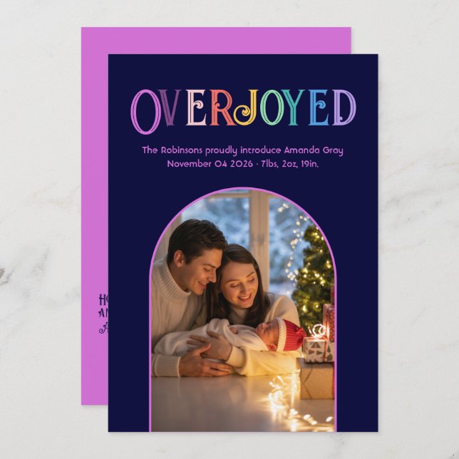 Foto do anúncio de nascimento do bebê Magenta Pop  (Frente/Verso)