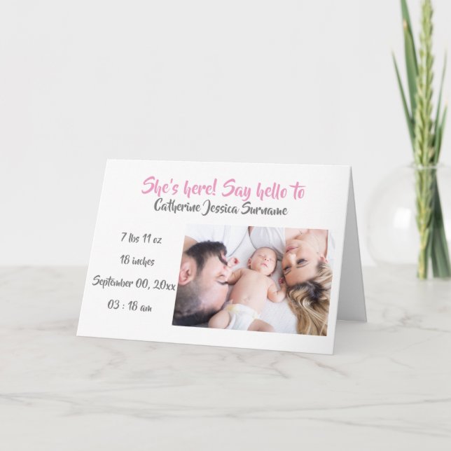 Foto do bebê anúncio cinza rosa moderna (Frente)