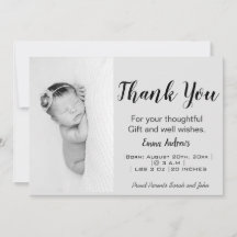 Foto do bebê Obrigado Anúncio de Nascimento