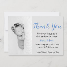 Foto do bebê Obrigado Anúncio de Nascimento Azul