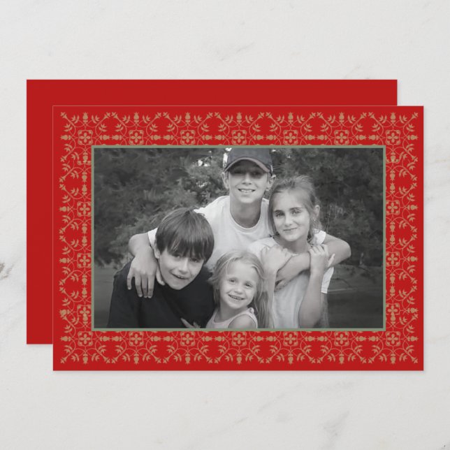 Foto do Cartões de foto de Natal clássico 1 com fl (Frente/Verso)