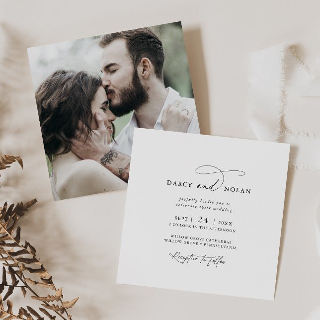Foto do Charm Foto Moderno de Convites para Casame (Elegant Charm Photo Modern Wedding Invitations)