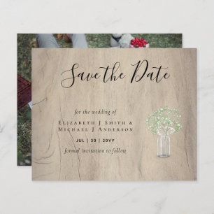 Foto do CHEAP Salvar Datas Rustic Gypsophila Mason