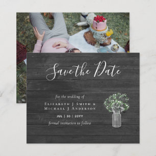 Foto do CHEAP Salvar Datas Rustic Gypsophila Mason