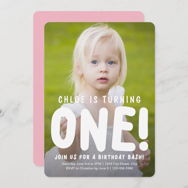 Foto do Cheio Vertical no Primeiro Convite de Aniv (Frente/Verso)