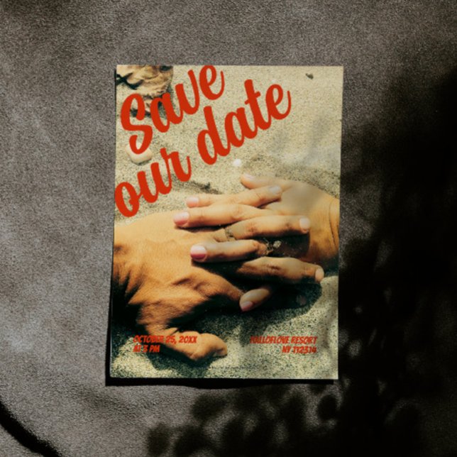 Foto do Chic Retro 90 Salvar Convite de Data (Retro Photo Save the Date Invitation)