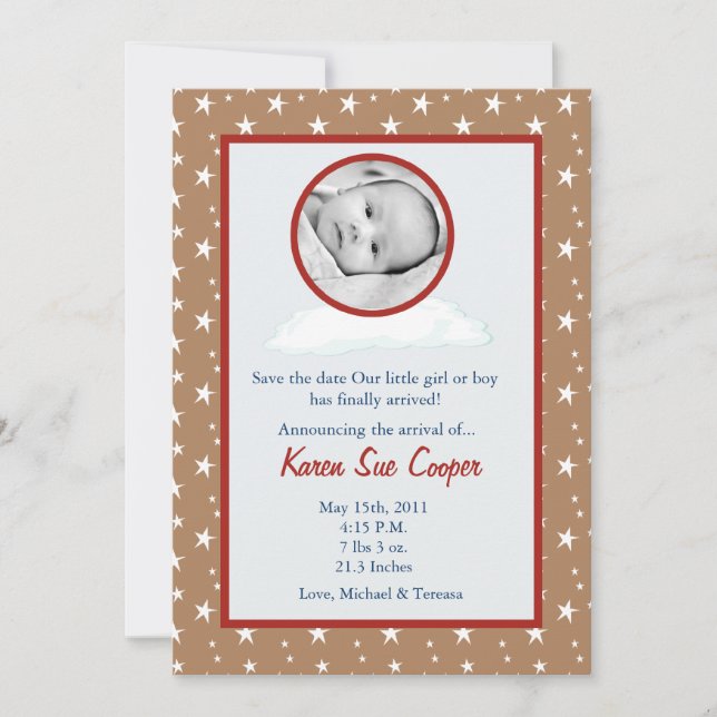 FOTO do Círculo 5x7 num Anúncio de Nascimento na N (Frente)